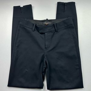 AYR Ankle Pants Womens 2 Black Ponte Slim Leg Back Seam Split Mid Rise Workwear